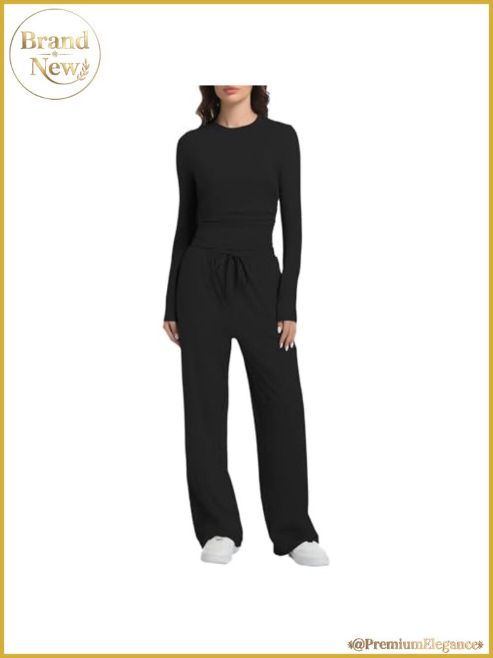 2 Piece Lounge Set Long Sleeve Wide Leg Tracksuit Casual Loungewear